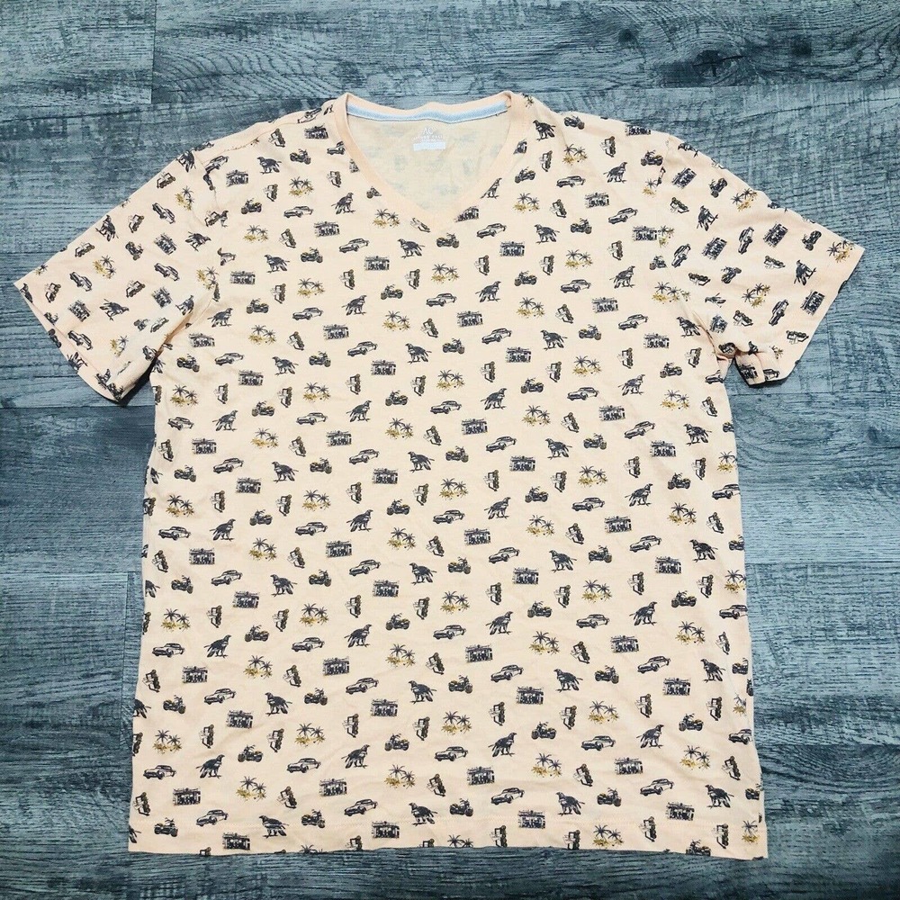 Men's ARTURO CALLE Sz L Slim Fit T Shirt Moto Cars Colombia Peach Travel E2